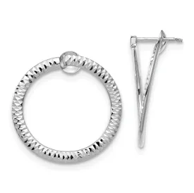 14K White Gold D.C Flexible Post Hoop Earrings