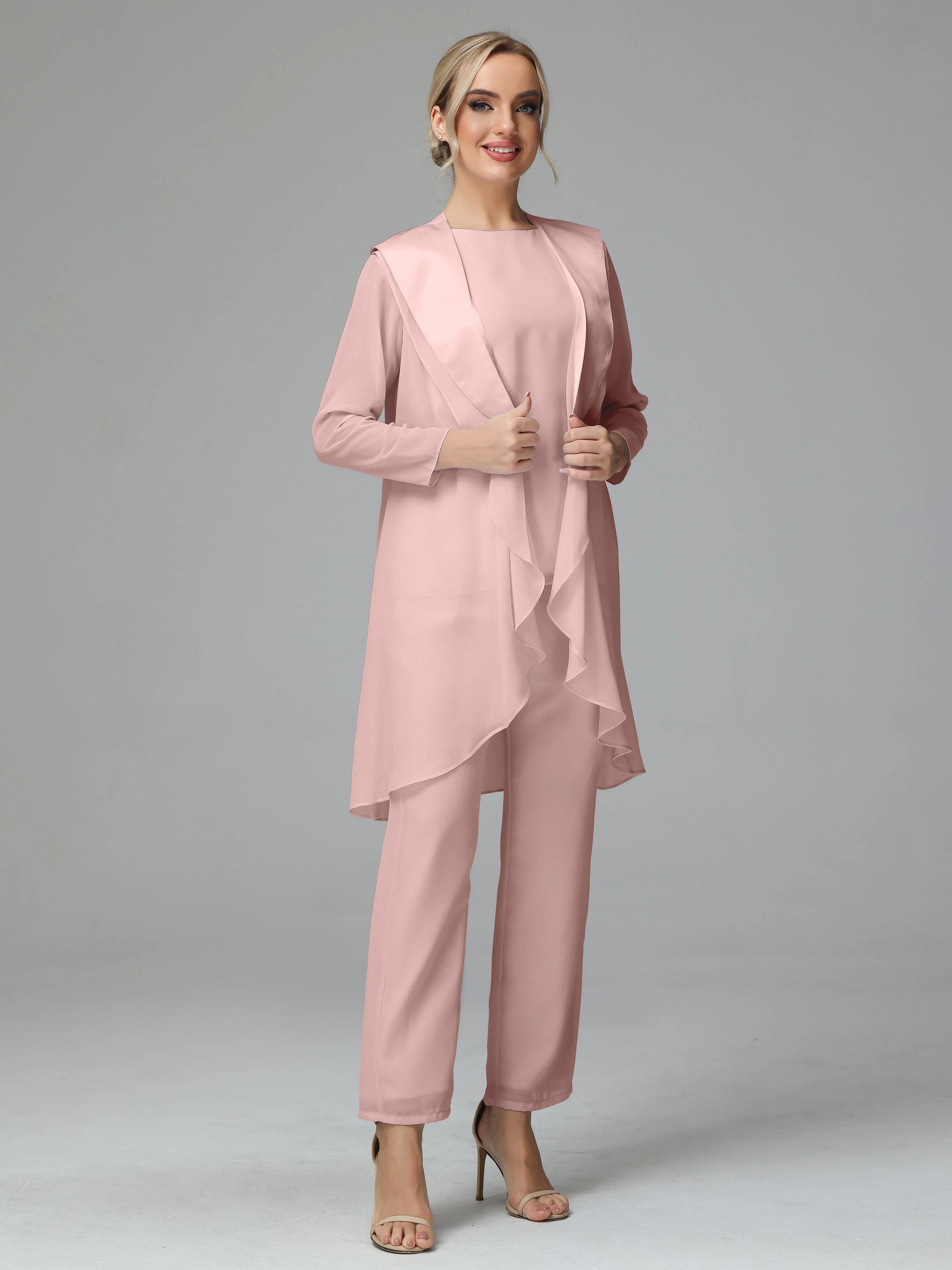 3 Pieces Chiffon comfortable Mother of the Bride Dress Pants Suits