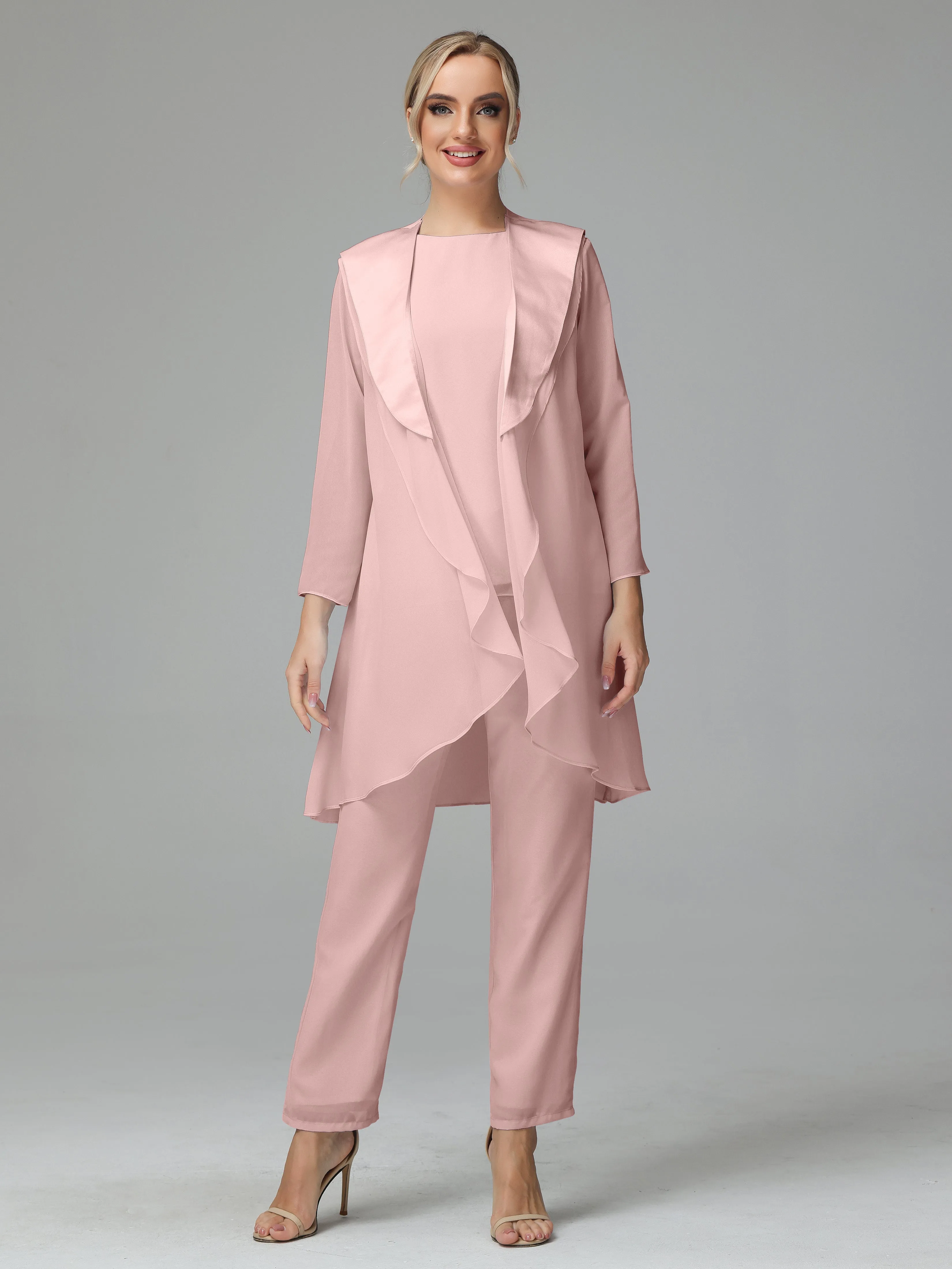 3 Pieces Chiffon comfortable Mother of the Bride Dress Pants Suits