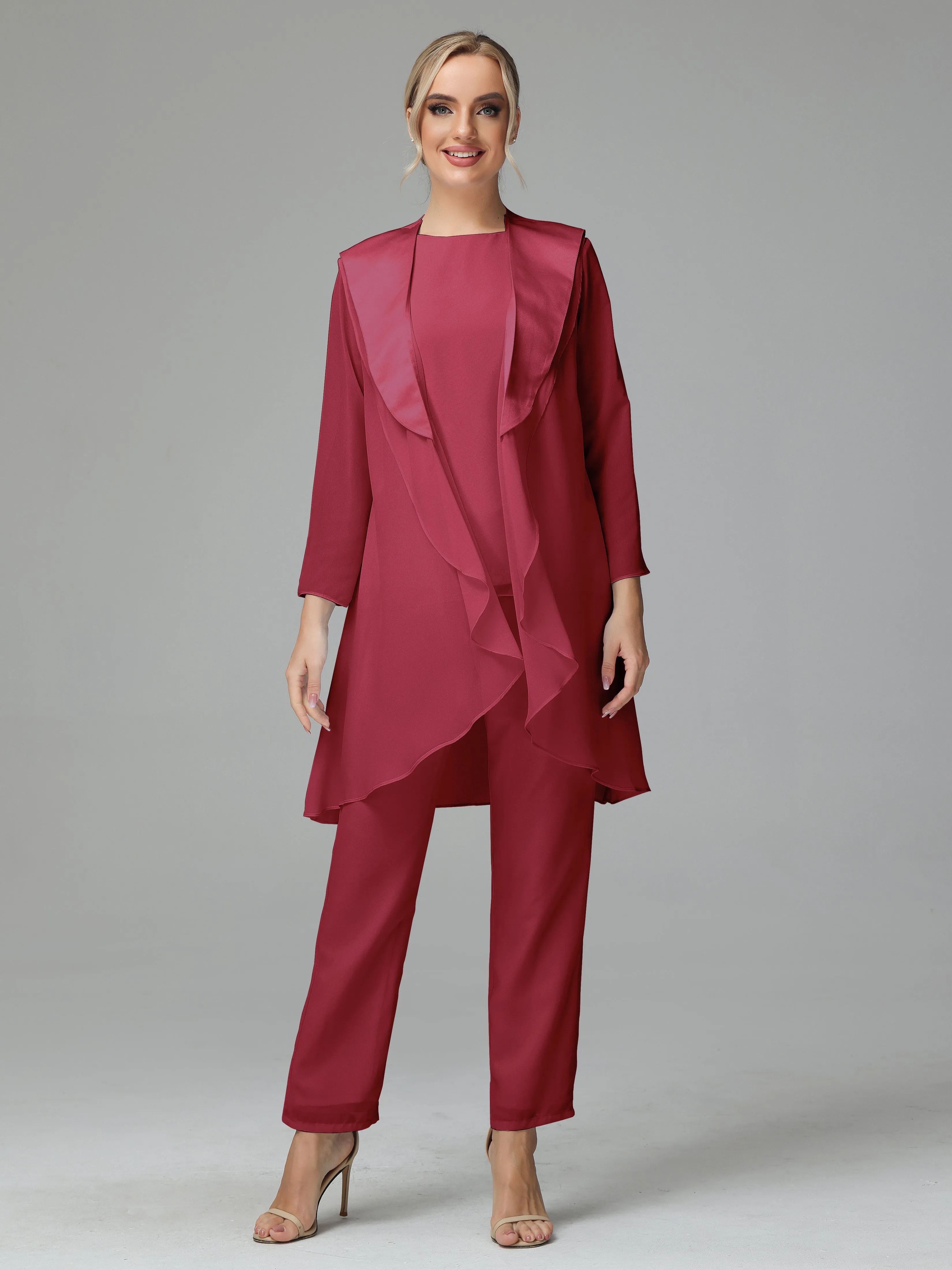 3 Pieces Chiffon comfortable Mother of the Bride Dress Pants Suits