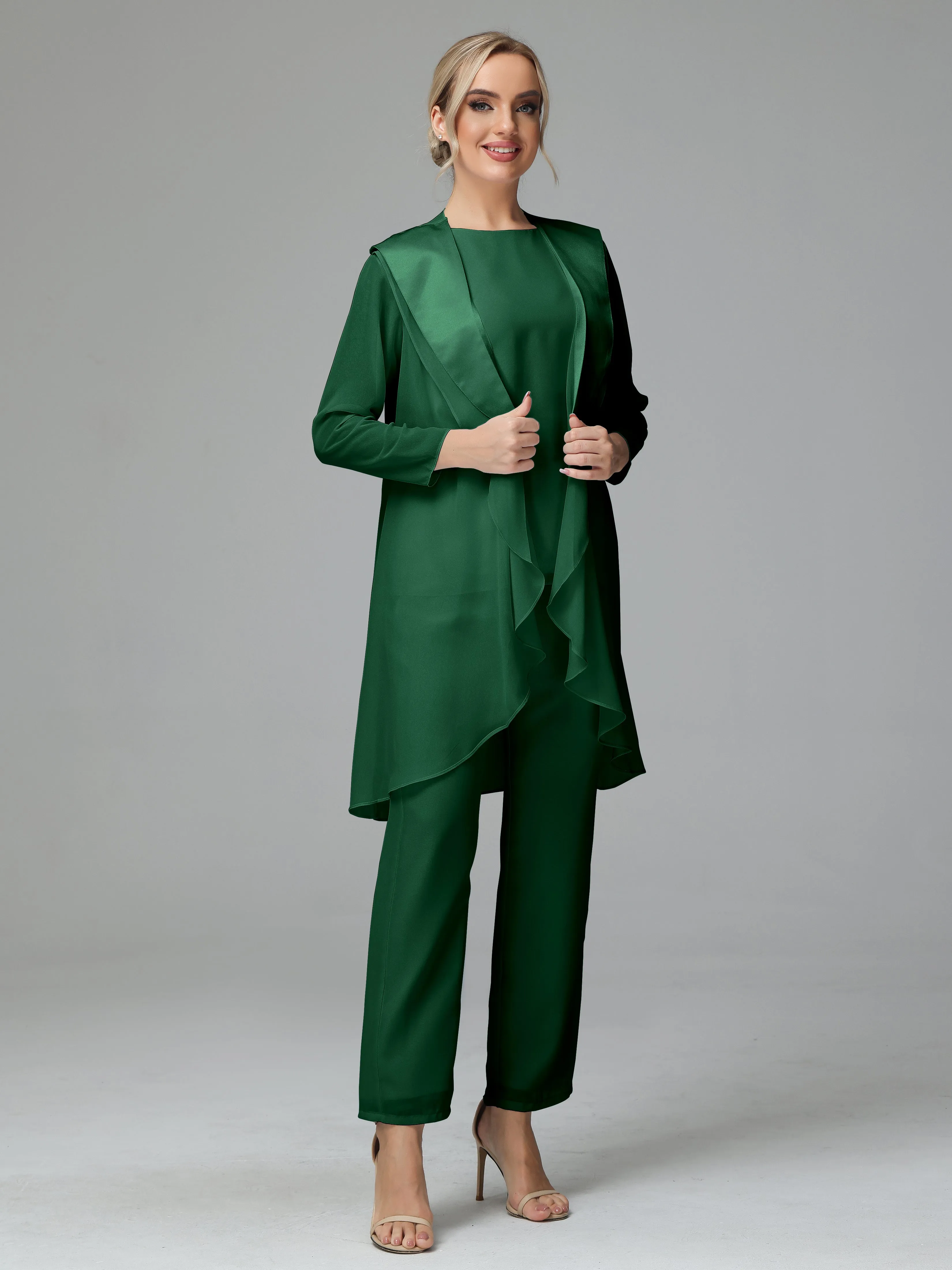 3 Pieces Chiffon comfortable Mother of the Bride Dress Pants Suits