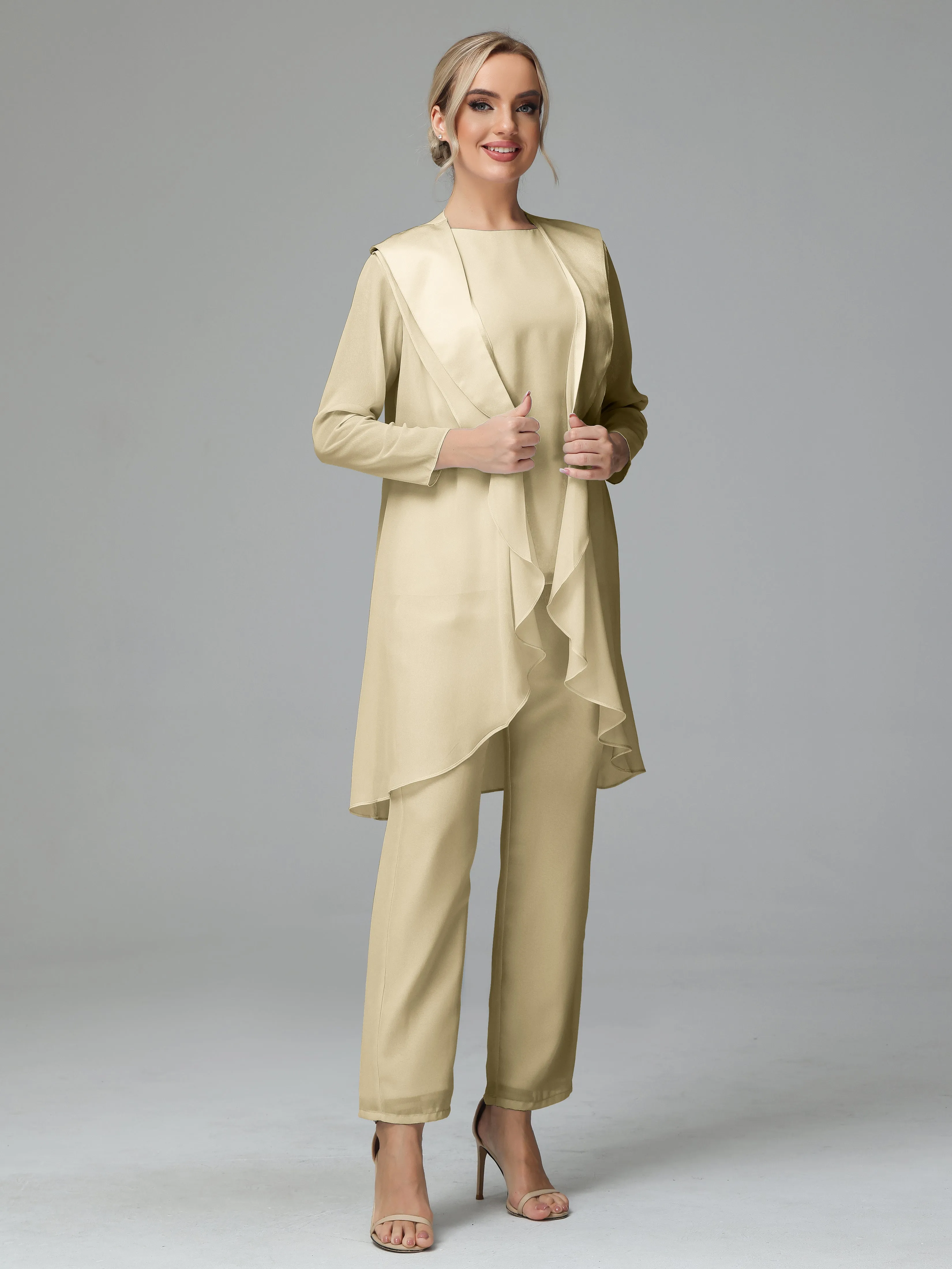 3 Pieces Chiffon comfortable Mother of the Bride Dress Pants Suits