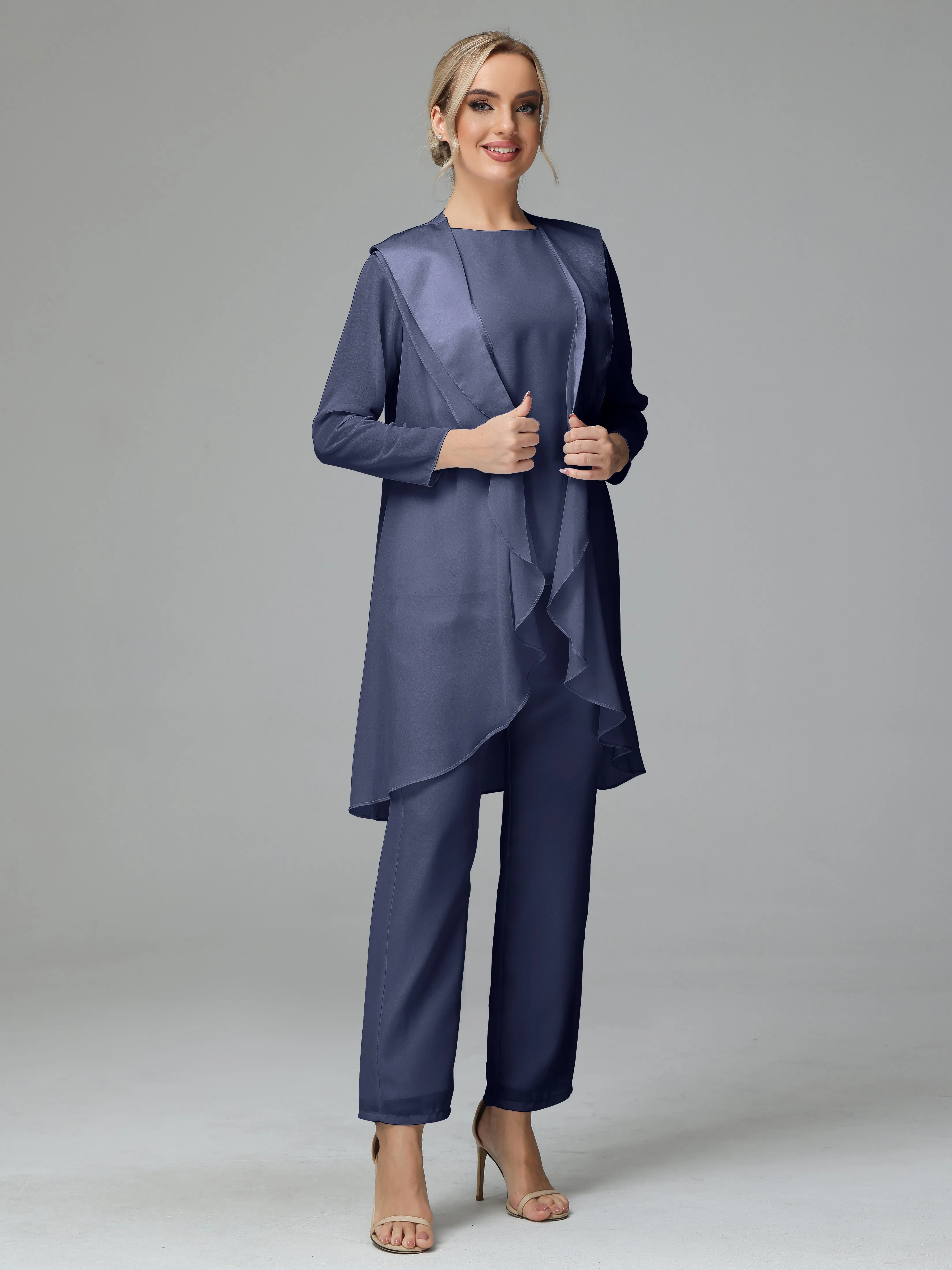 3 Pieces Chiffon comfortable Mother of the Bride Dress Pants Suits