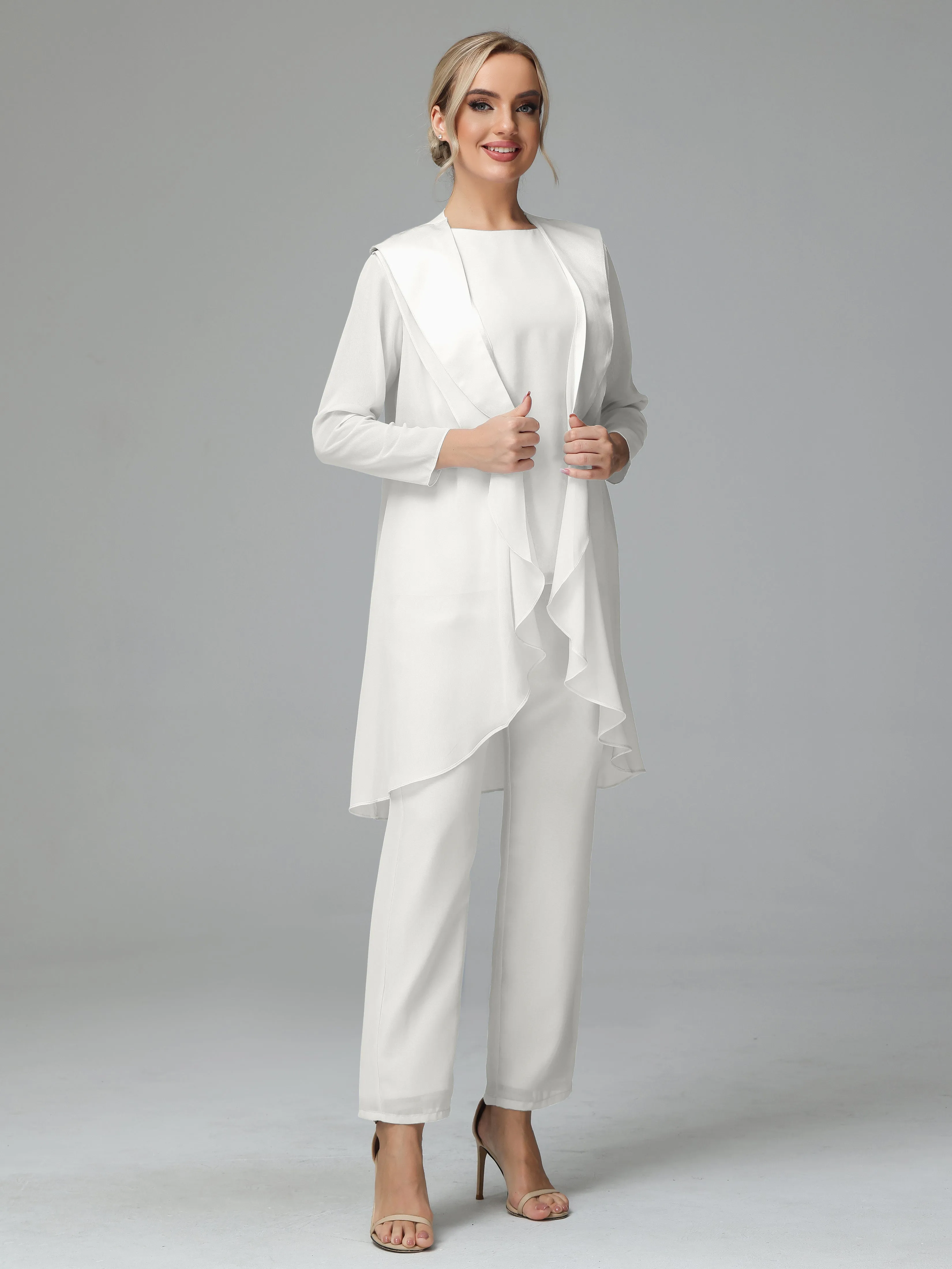 3 Pieces Chiffon comfortable Mother of the Bride Dress Pants Suits