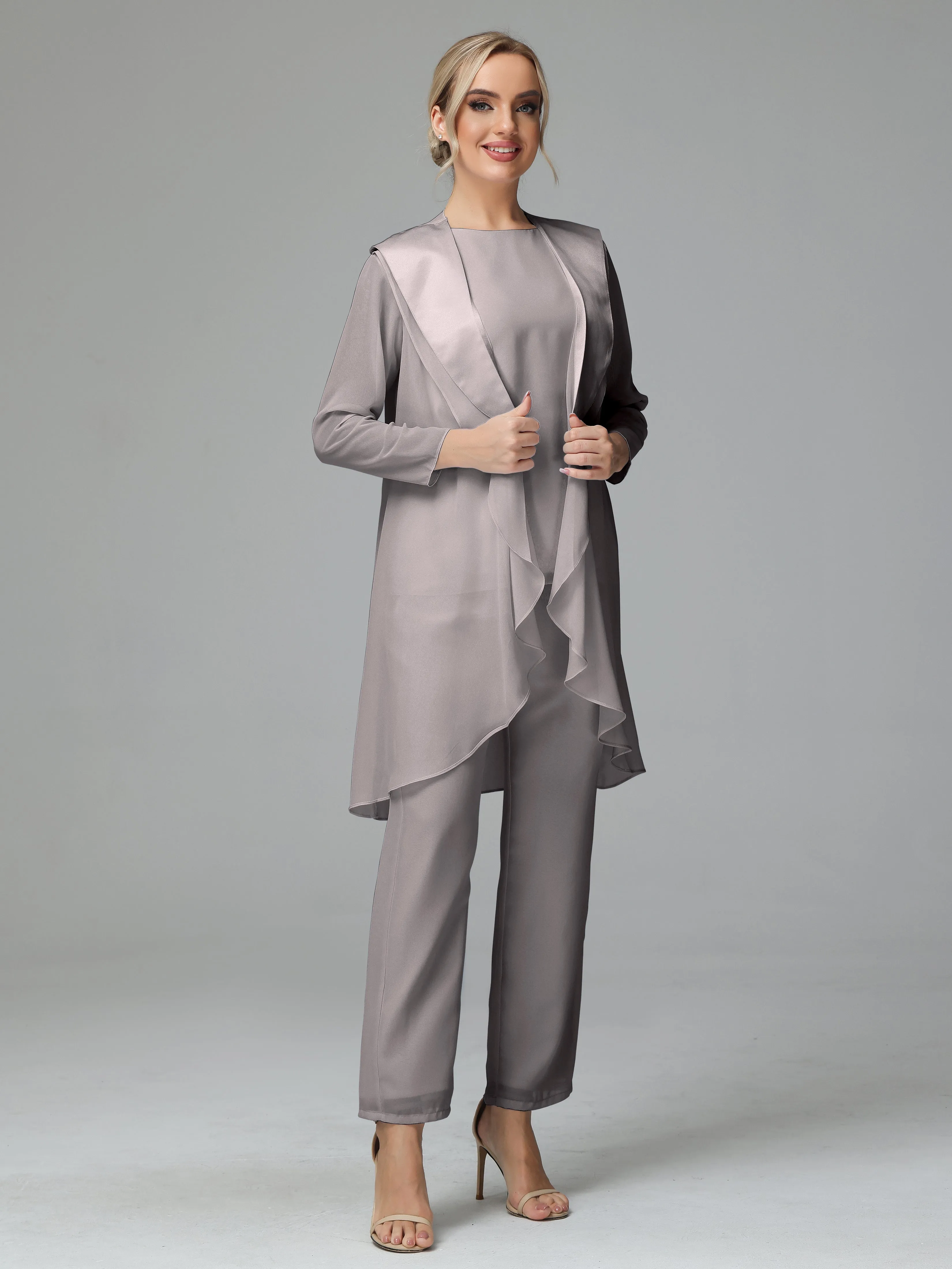 3 Pieces Chiffon comfortable Mother of the Bride Dress Pants Suits