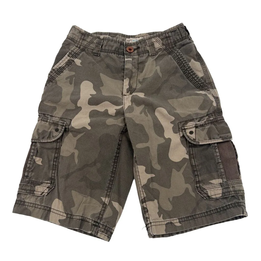 Adjustable Waist Camo Cargo Shorts