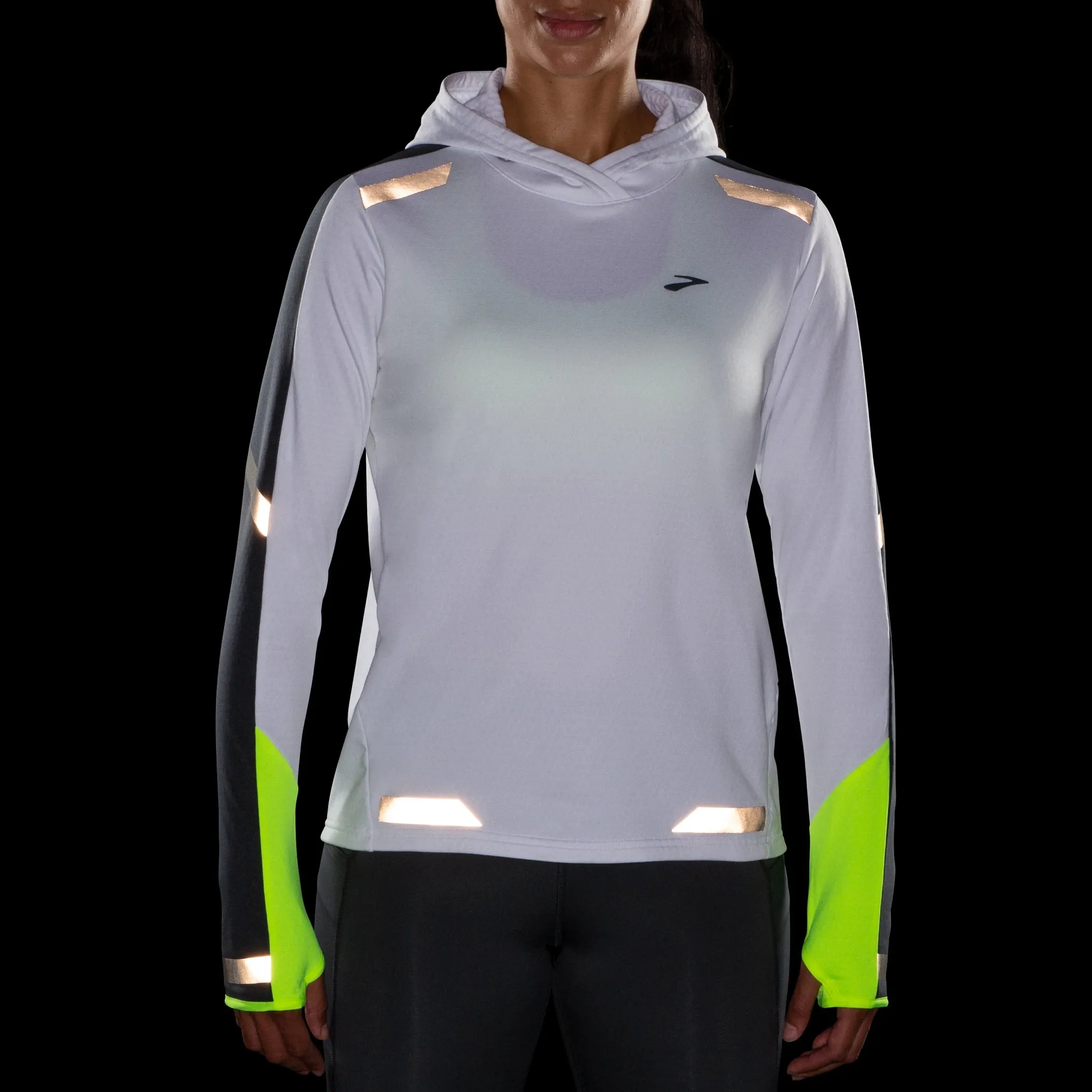 Brooks | Run Visible Thermal Hoodie | Women's | White/Asphalt/Nightlife