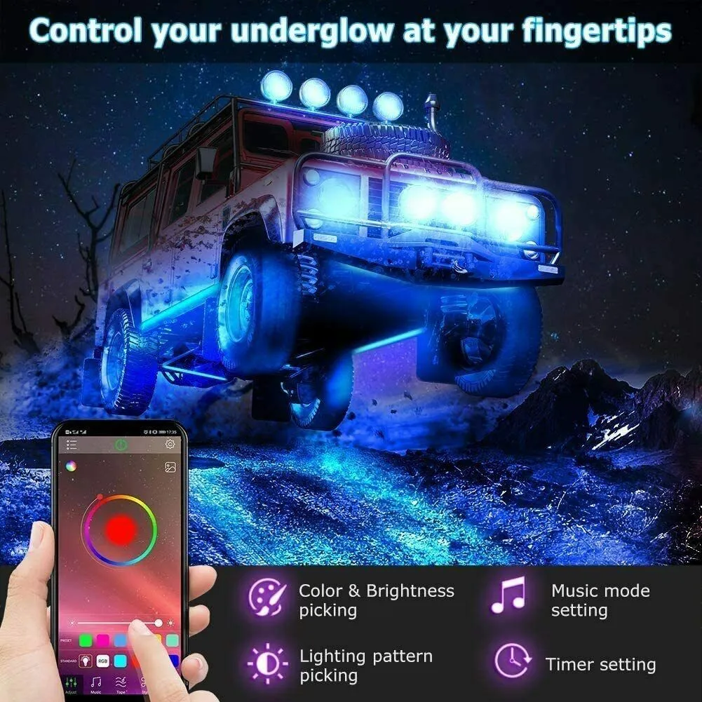 Car Under Glow Light Flexible Strip- LED Underbody Lights Remote APP Control