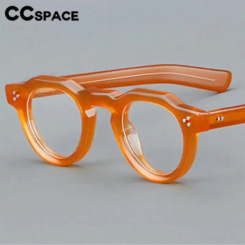 CCspace Unisex Full Rim Flat Top Round Acetate Eyeglasses 57171