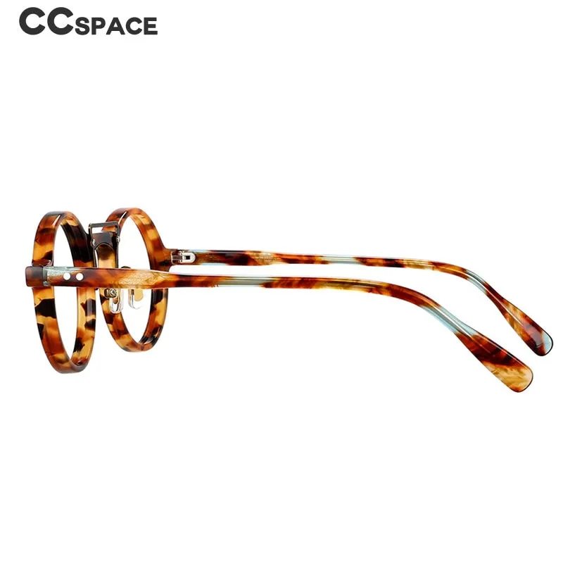 CCspace Unisex Full Rim Round Acetate Alloy Double Bridge Eyeglasses 54554