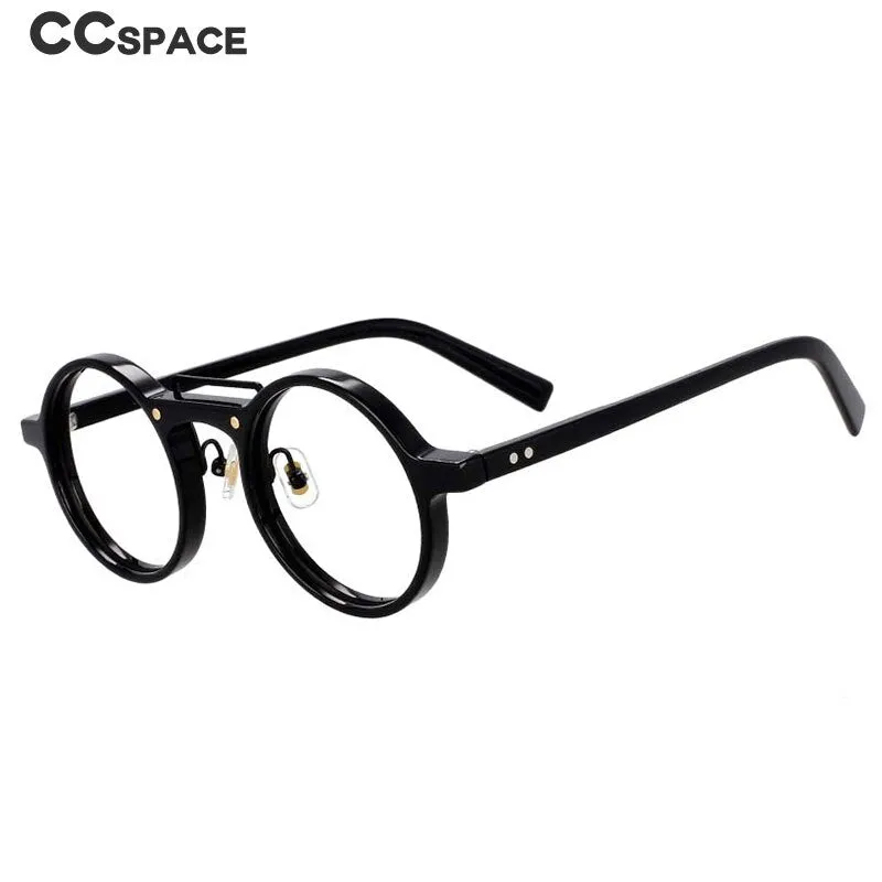 CCspace Unisex Full Rim Round Acetate Alloy Double Bridge Eyeglasses 54554