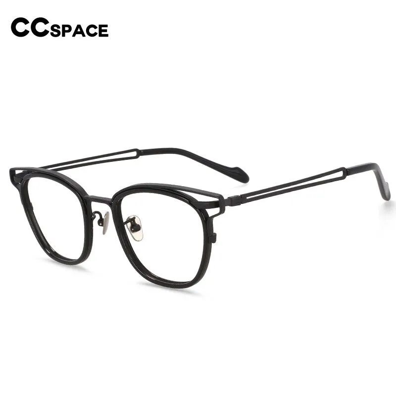 CCspace Unisex Full Rim Square Titanium Acetate Eyeglasses 55227