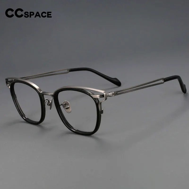 CCspace Unisex Full Rim Square Titanium Acetate Eyeglasses 55227