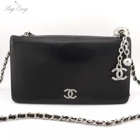 CHANEL Caviar Bifold Wallet on Adjustable Chain