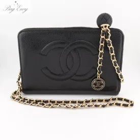 CHANEL Caviar Timeless Zip Organizer on Adjustable Chain