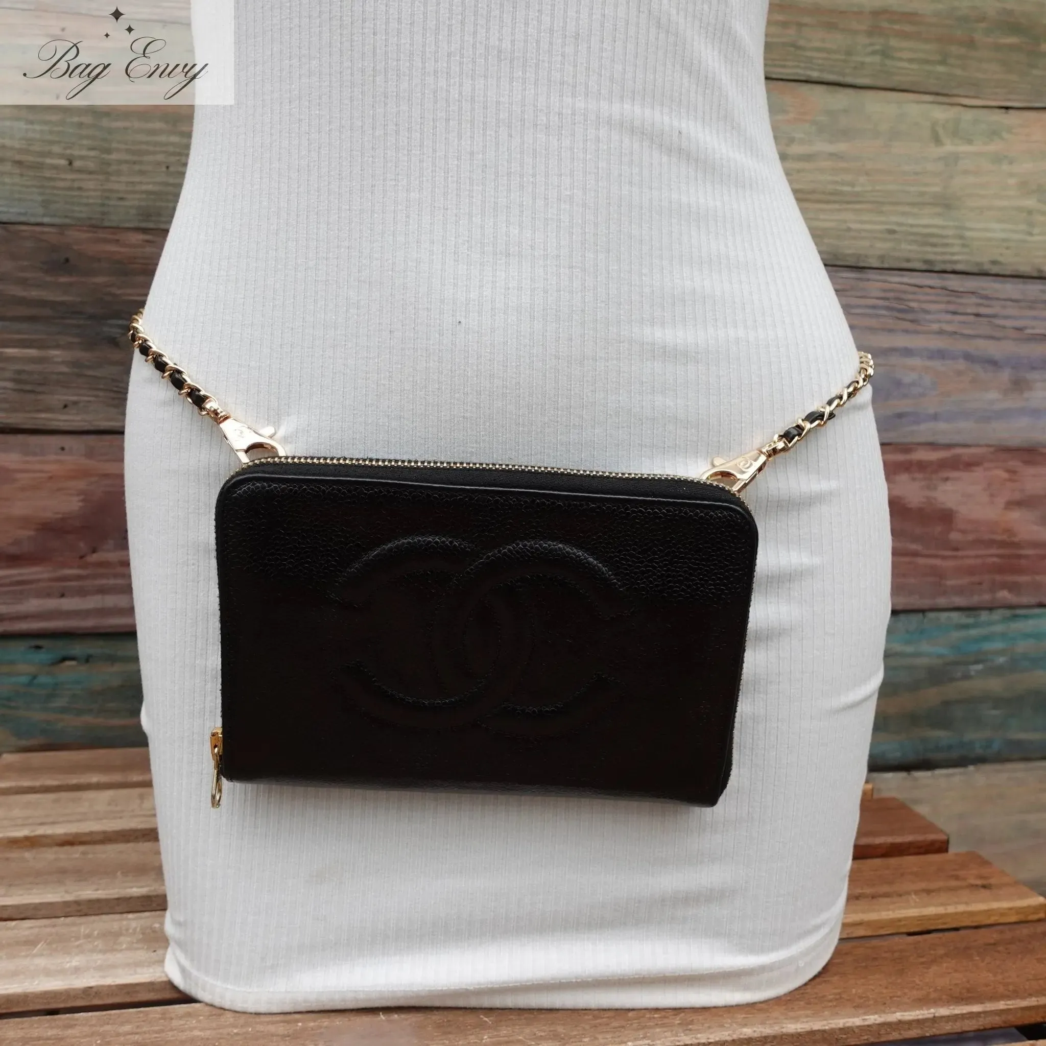 CHANEL Caviar Timeless Zip Organizer on Adjustable Chain