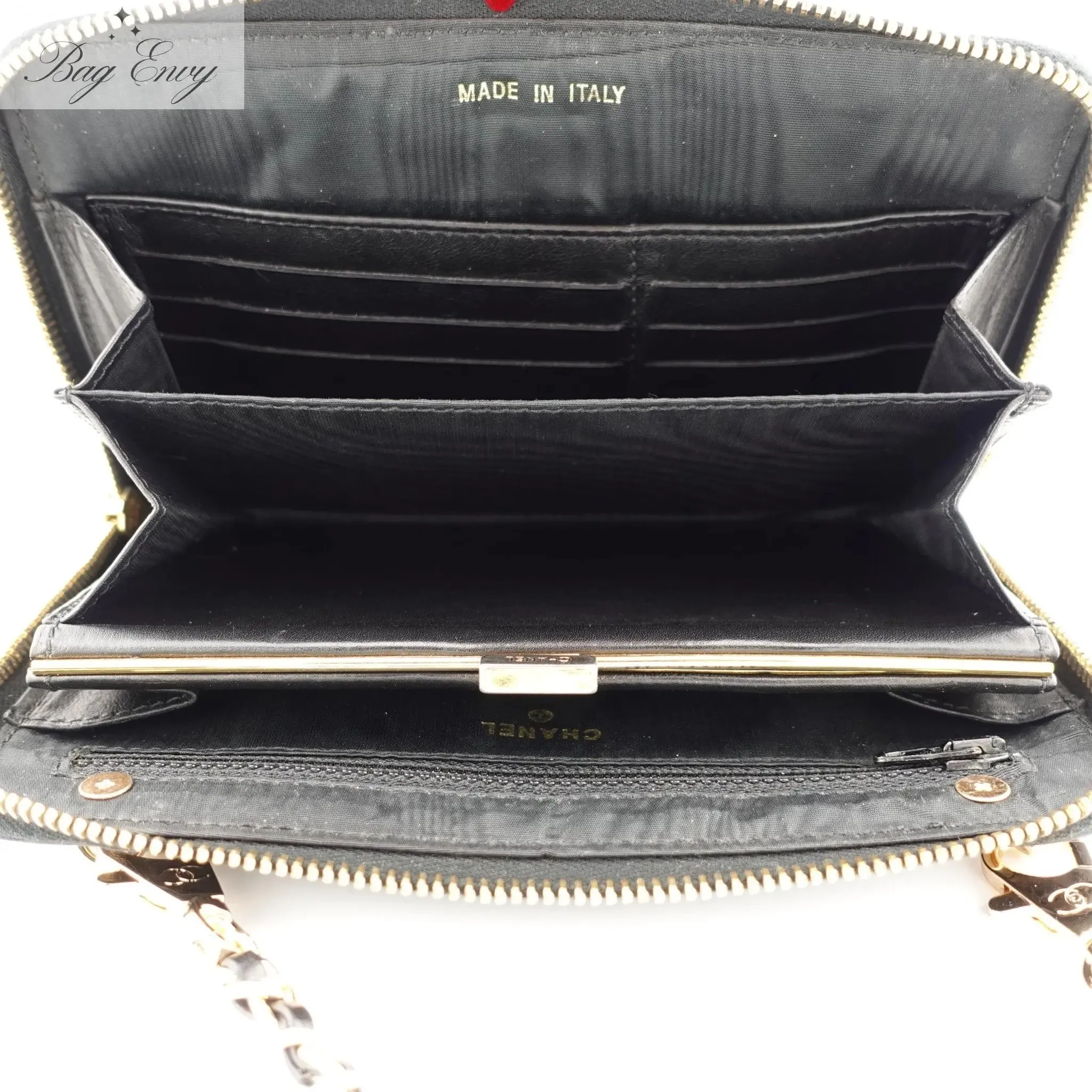 CHANEL Caviar Timeless Zip Organizer on Adjustable Chain