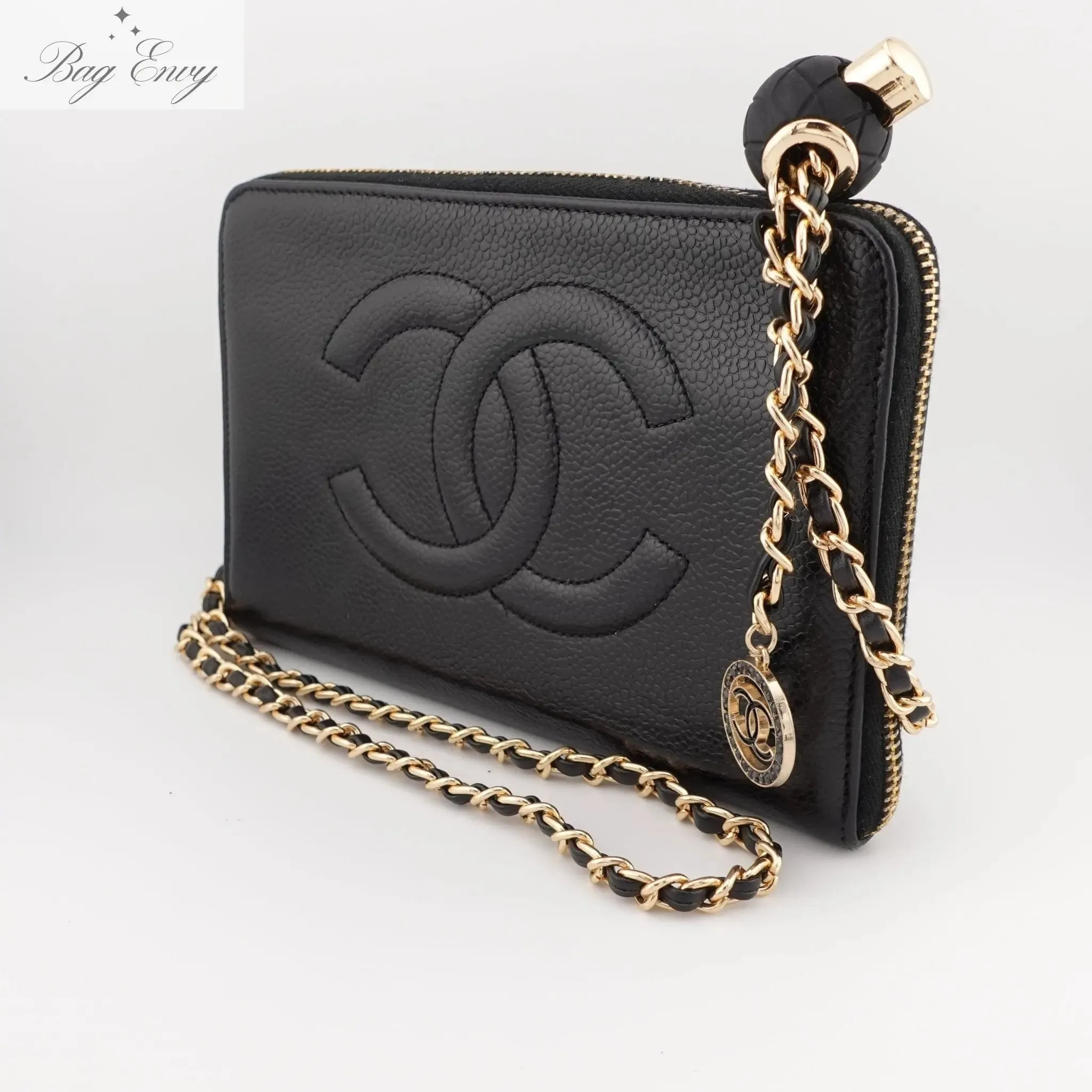 CHANEL Caviar Timeless Zip Organizer on Adjustable Chain