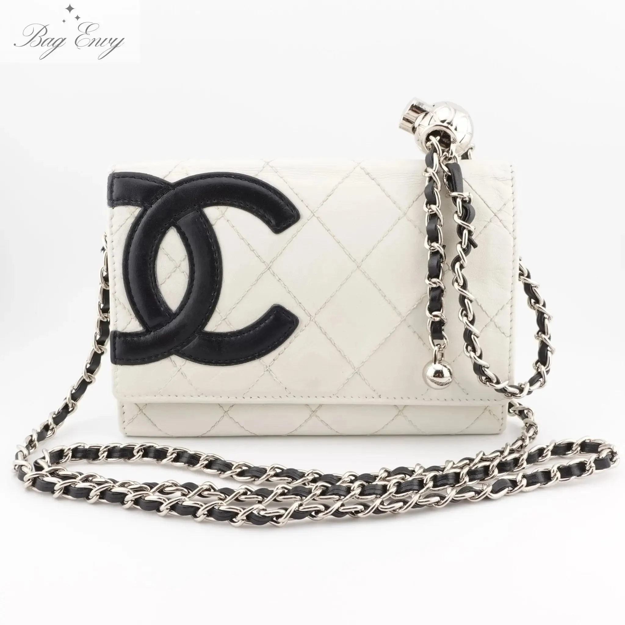 CHANEL Lambskin Cambon Compact Wallet On Adjustable Chain