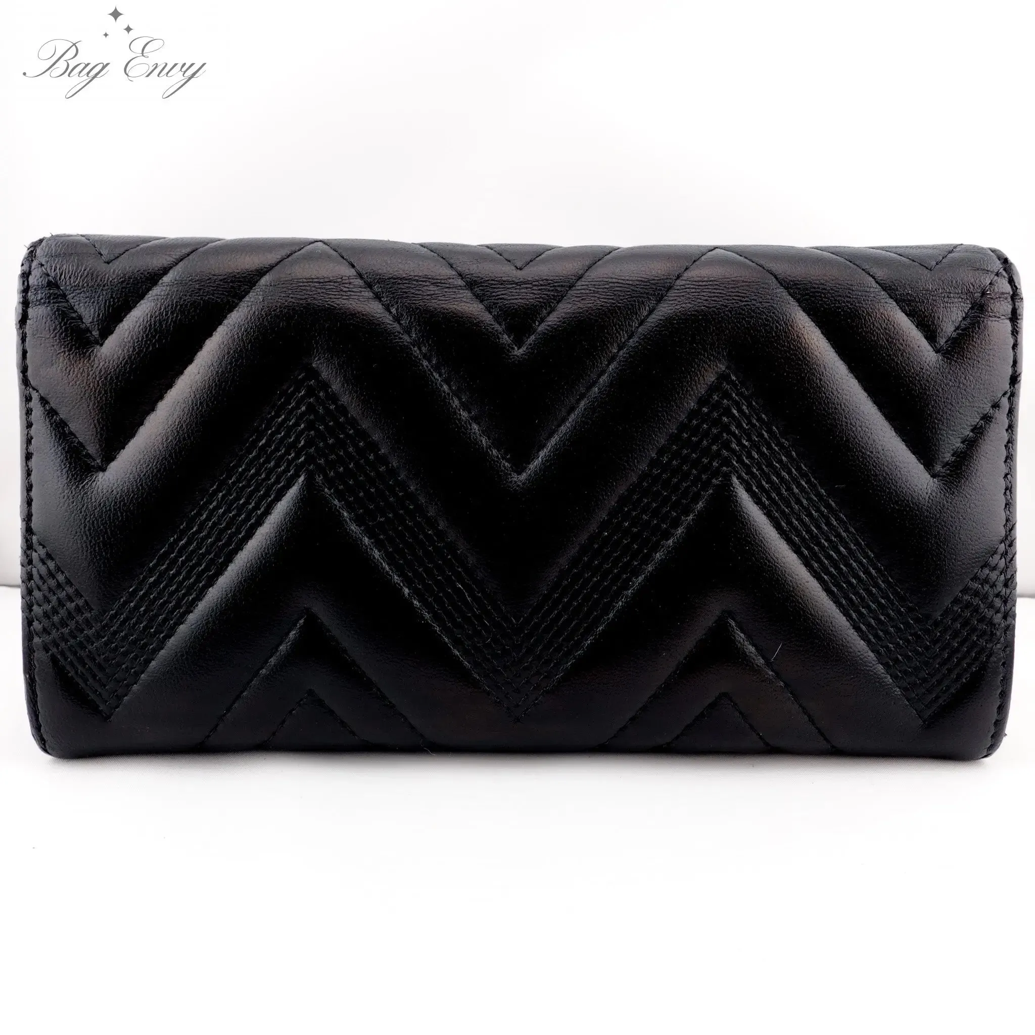 CHANEL Lambskin Chevron Quilted Full Flap Wallet with Adjustable Chain