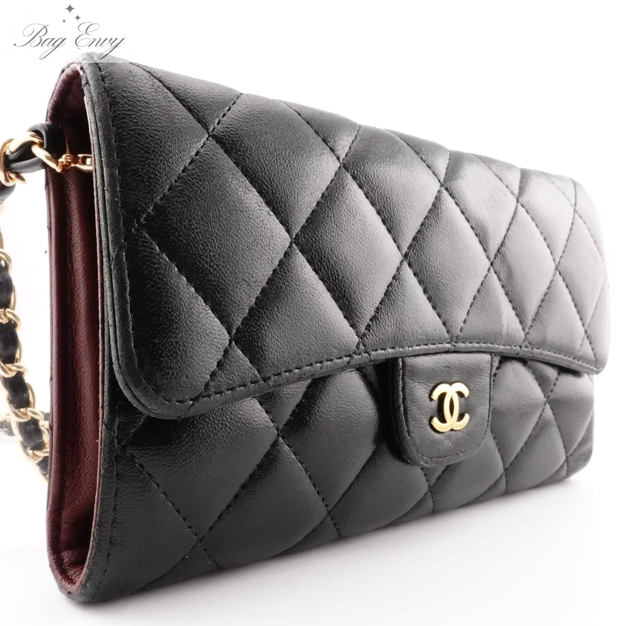 CHANEL Lambskin Classic Flap Wallet with Adjustable Chain