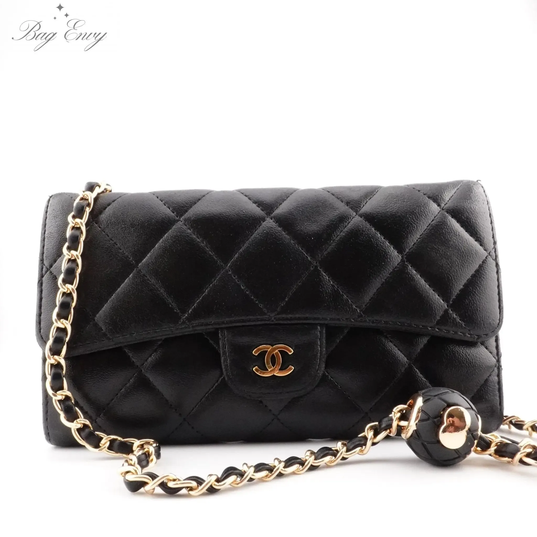 CHANEL Lambskin Classic Flap Wallet with Adjustable Chain