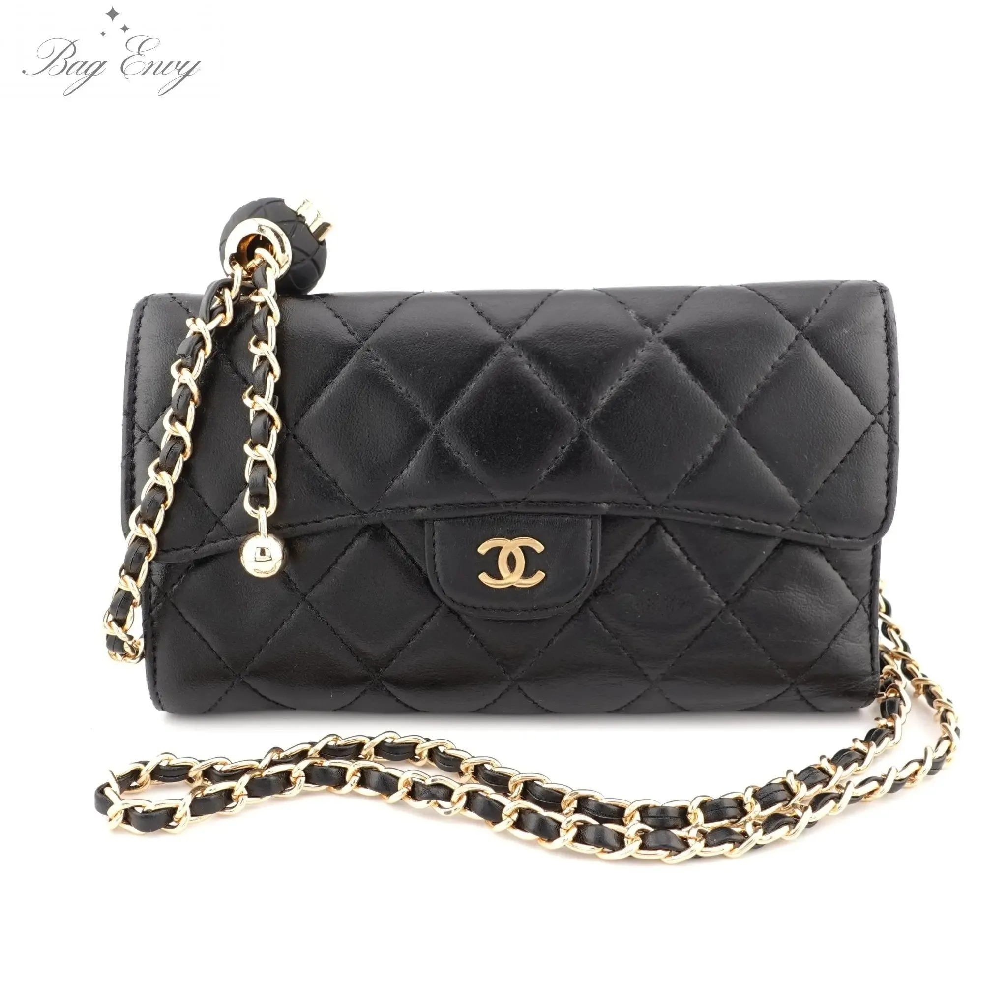 CHANEL Lambskin Classic Flap Wallet with Chain