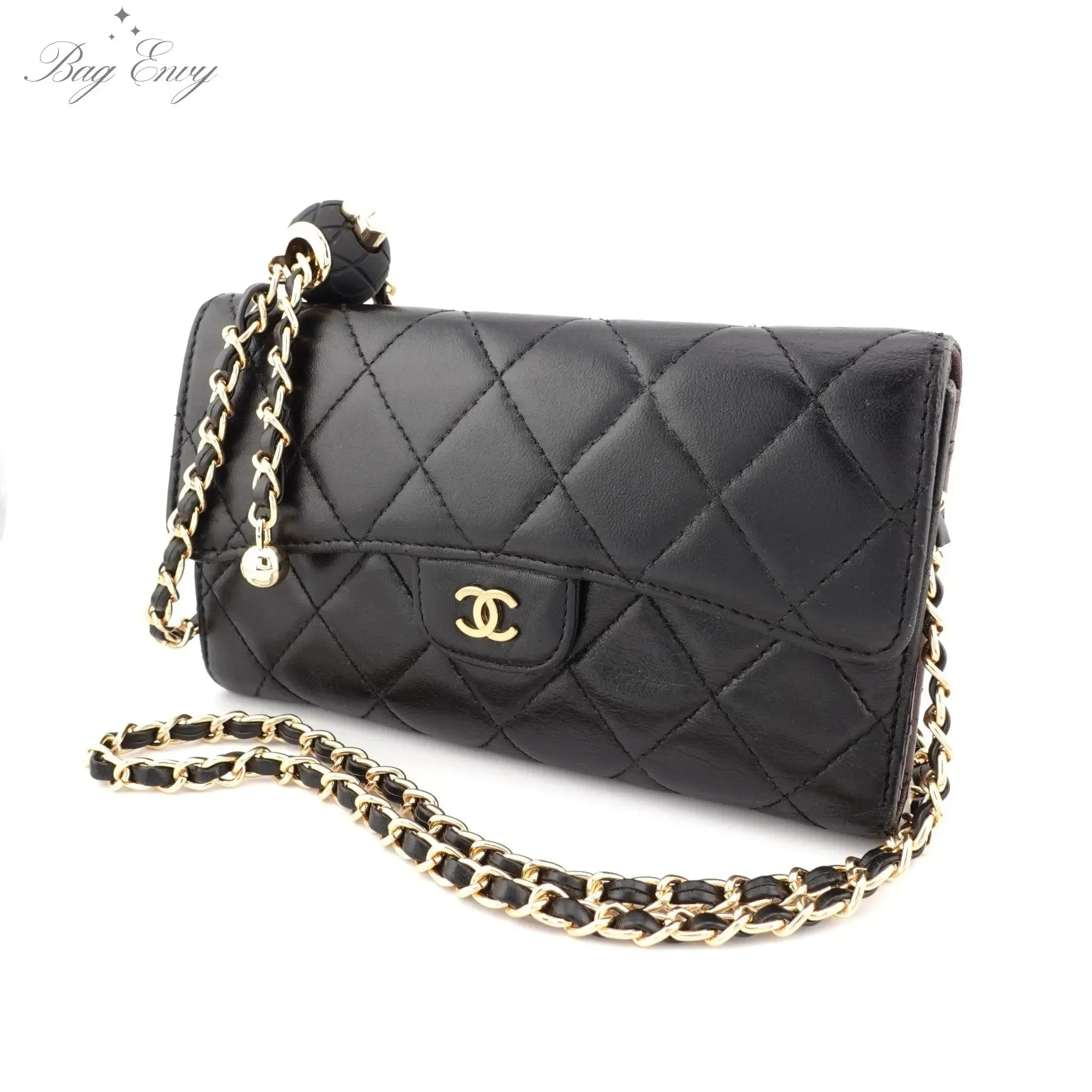 CHANEL Lambskin Classic Flap Wallet with Chain