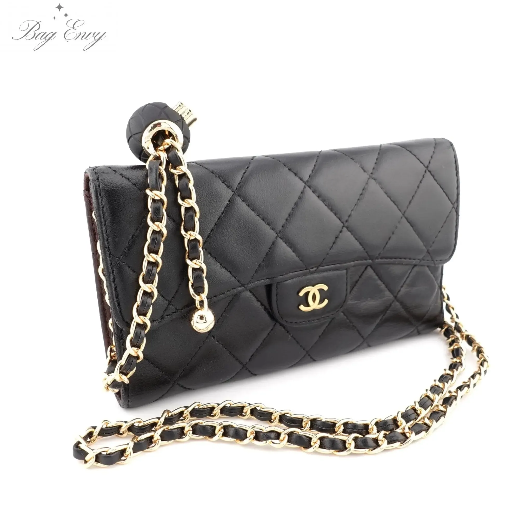 CHANEL Lambskin Classic Flap Wallet with Chain