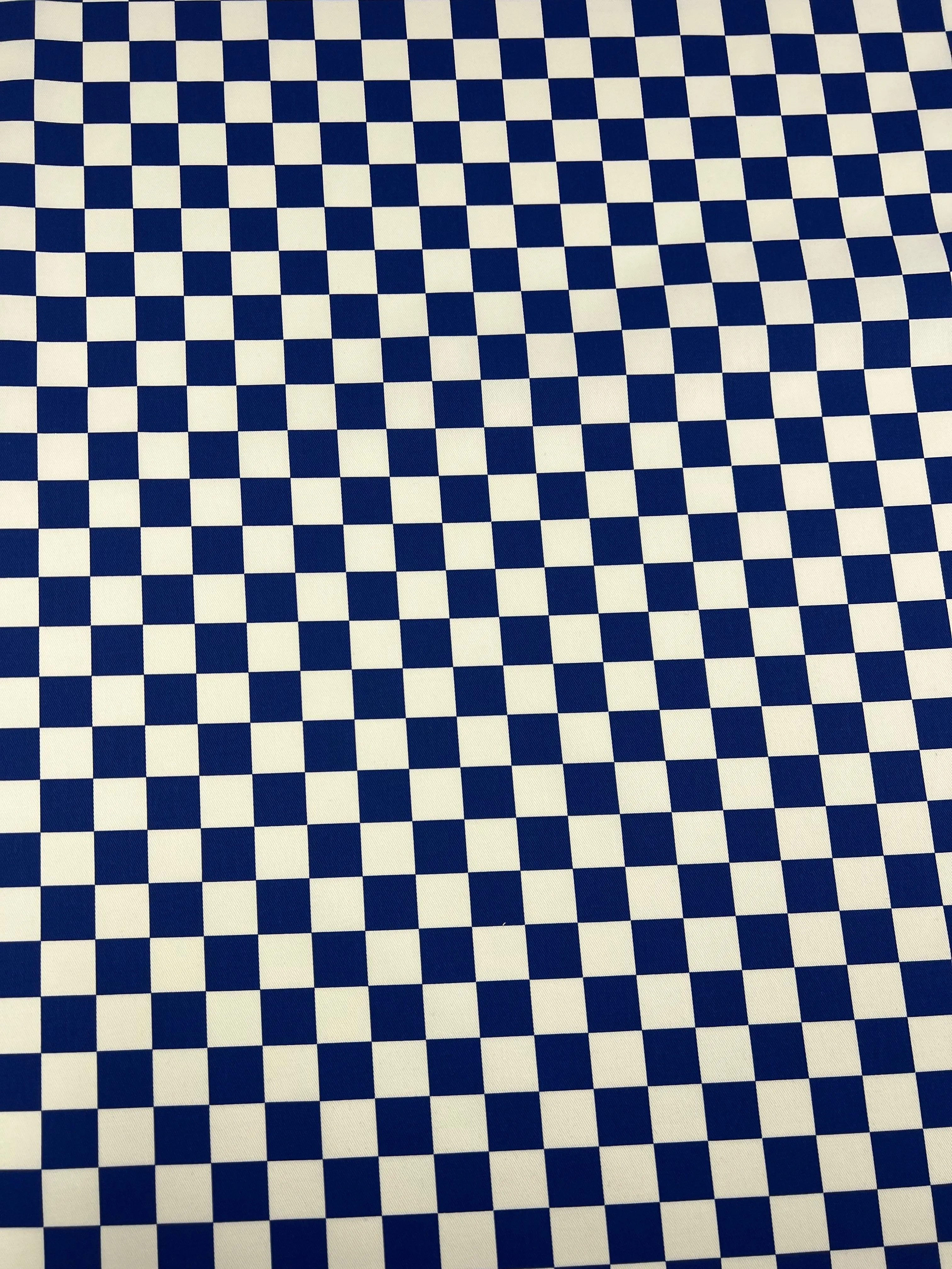 Cotton Drill - Blue Chess - 155cm