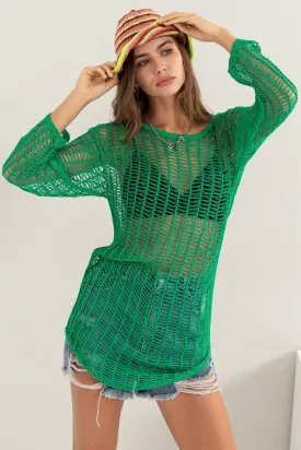 Crochet Long Sleeve Cover-Up