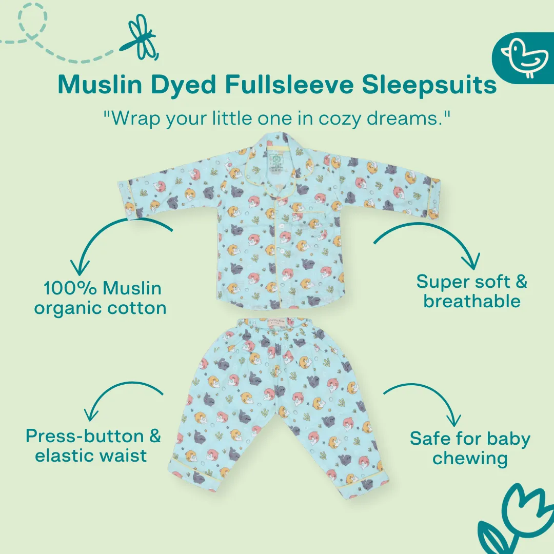 Dollyfin - Muslin Full Sleeve Sleep Suit for babies and kids (Unisex)