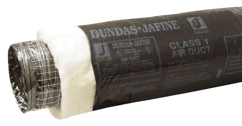 Dundas Jafine BPC825 Flexible Insulated Duct, 25 ft L, Polyester, Black :EA: QUANTITY: 1