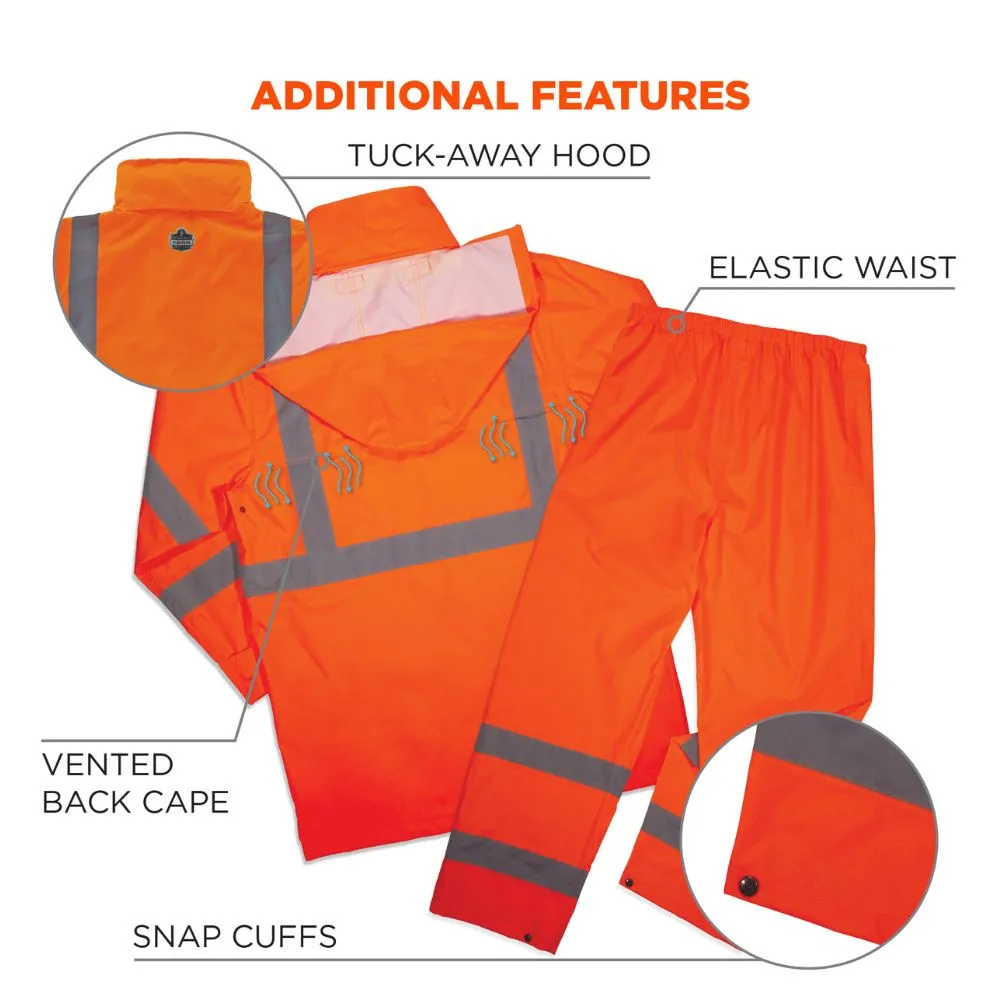 Ergodyne 25335 #8376K XL Orange Lightweight HV Rain Suit