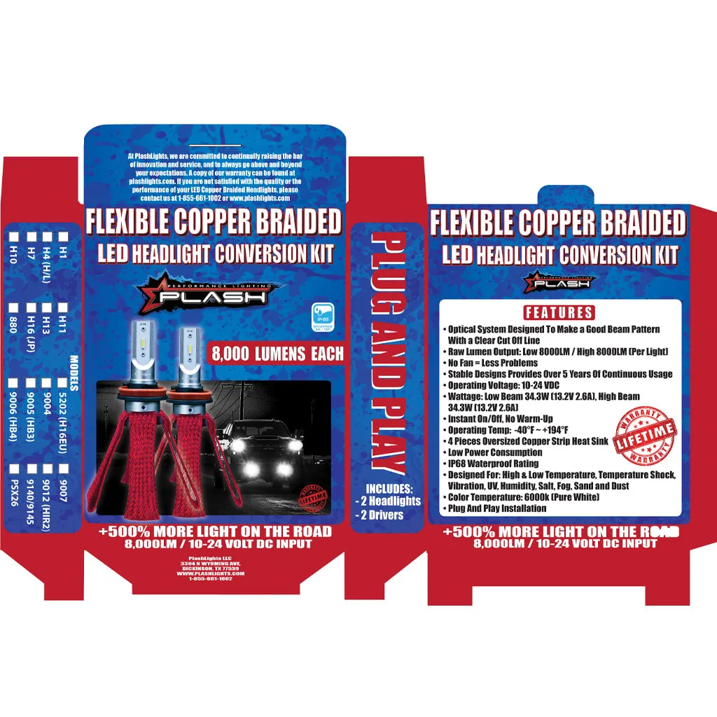 Flexible Copper Braided LED Headlight Conversion Kit | 9004