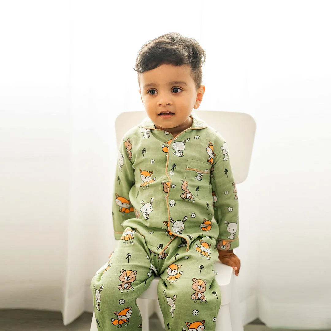 Forest Joy - Muslin Full Sleeve Sleep Suit for babies and kids (Unisex)