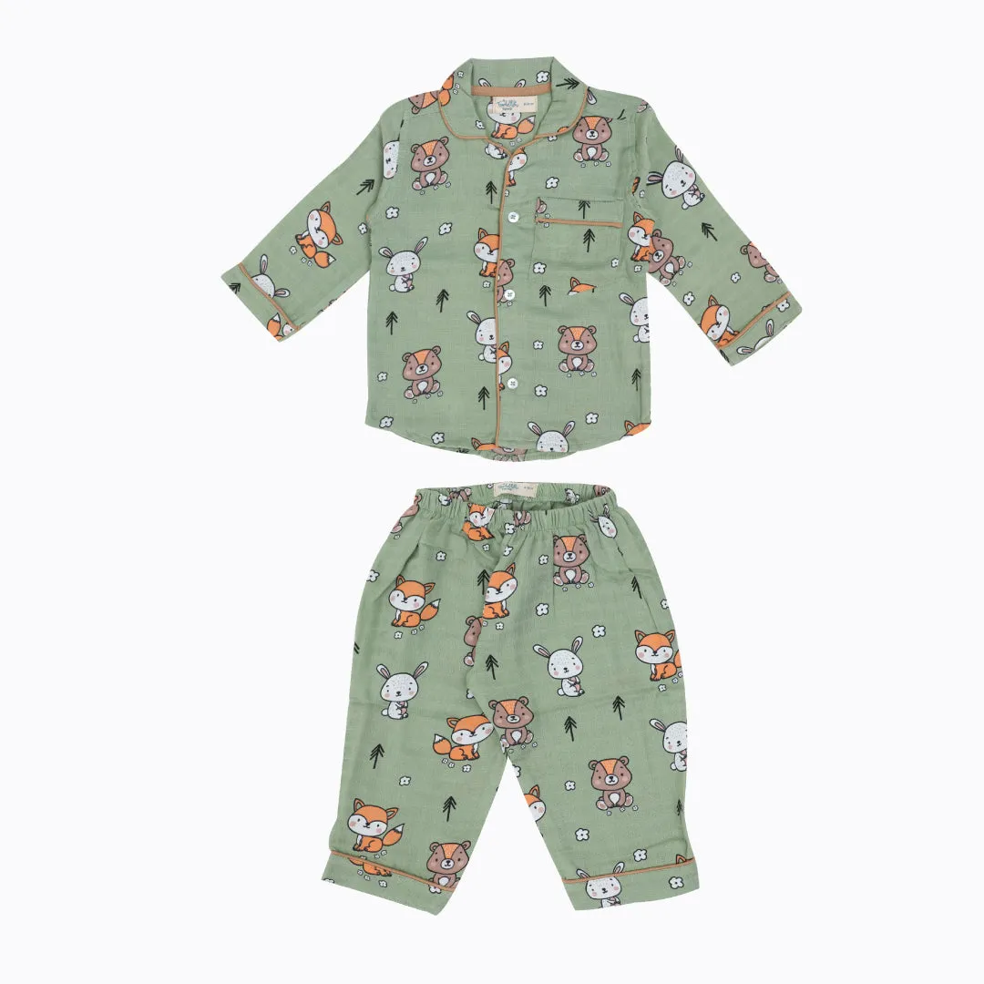 Forest Joy - Muslin Full Sleeve Sleep Suit for babies and kids (Unisex)