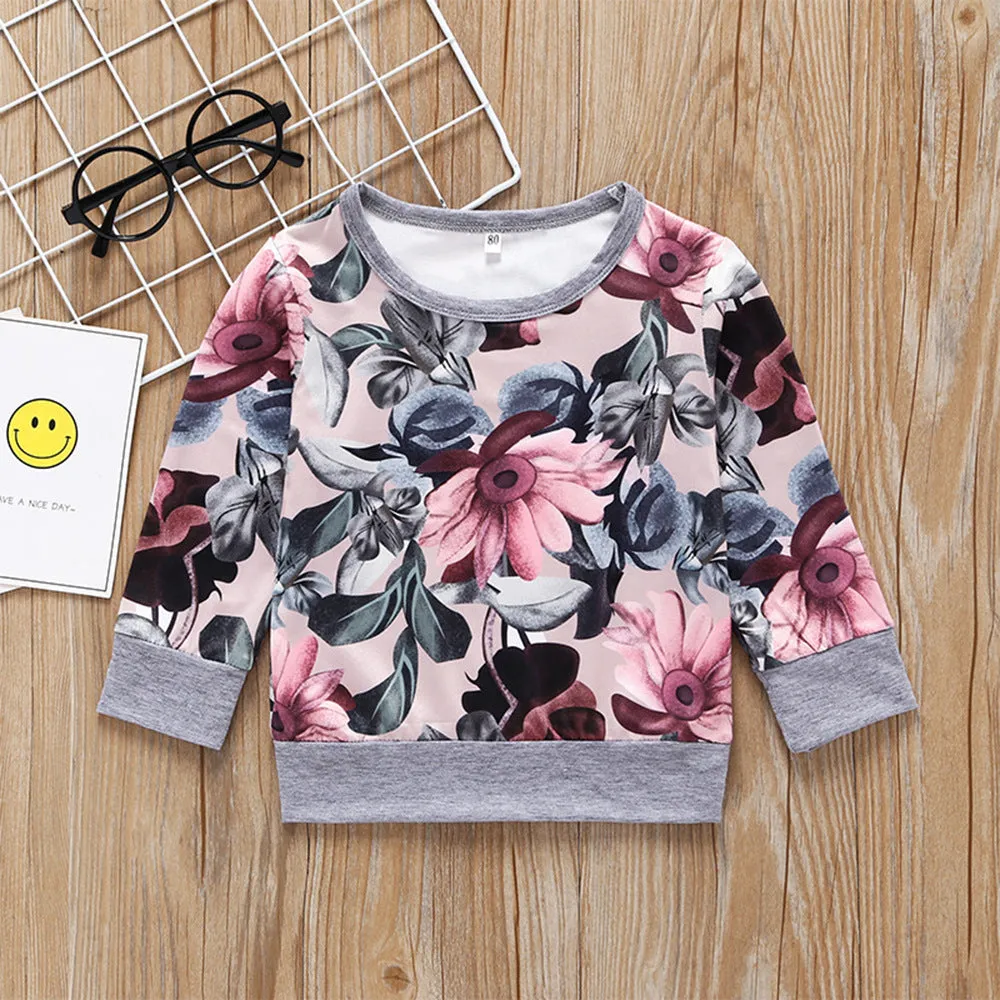 Girl printed long sleeve two-piece set