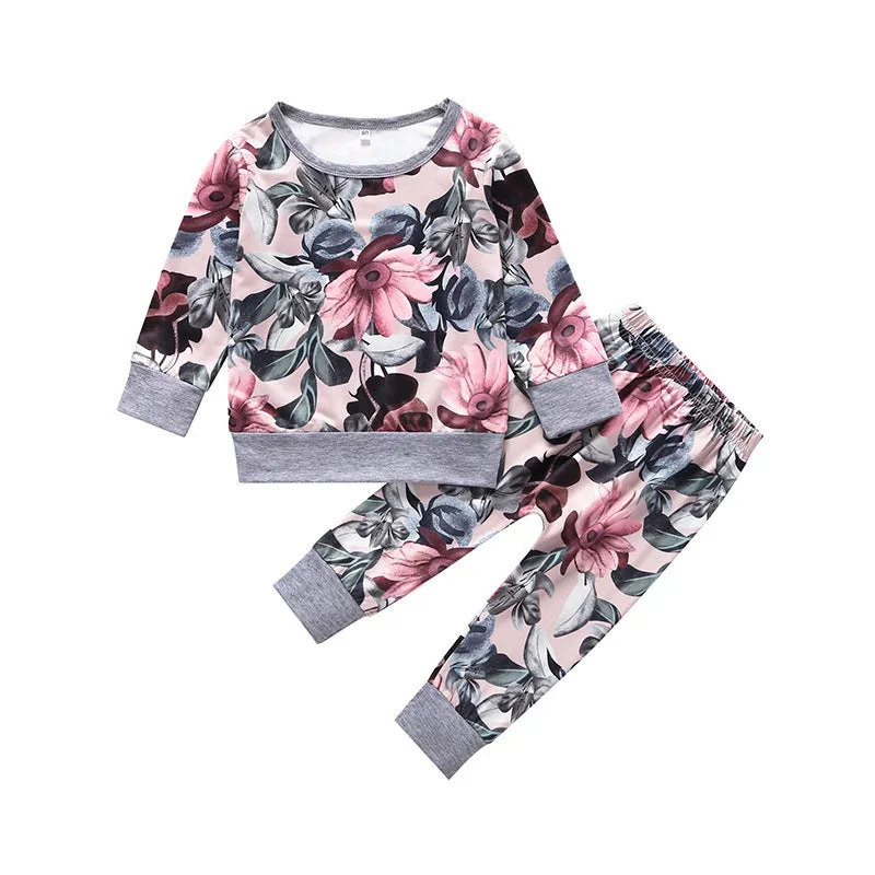 Girl printed long sleeve two-piece set