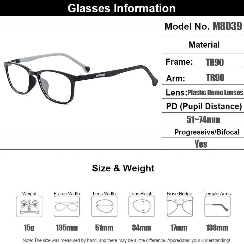 Gmei Unisex Eyeglasses Ultralight Flexible Tr90 Small Face M8039