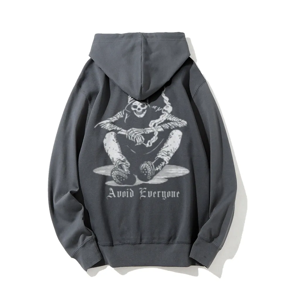 Grim Reaper Graphic Pullover With Kangaroo Pocket Hoodies