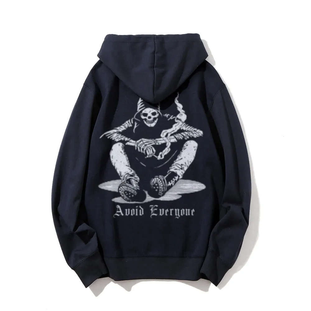 Grim Reaper Graphic Pullover With Kangaroo Pocket Hoodies