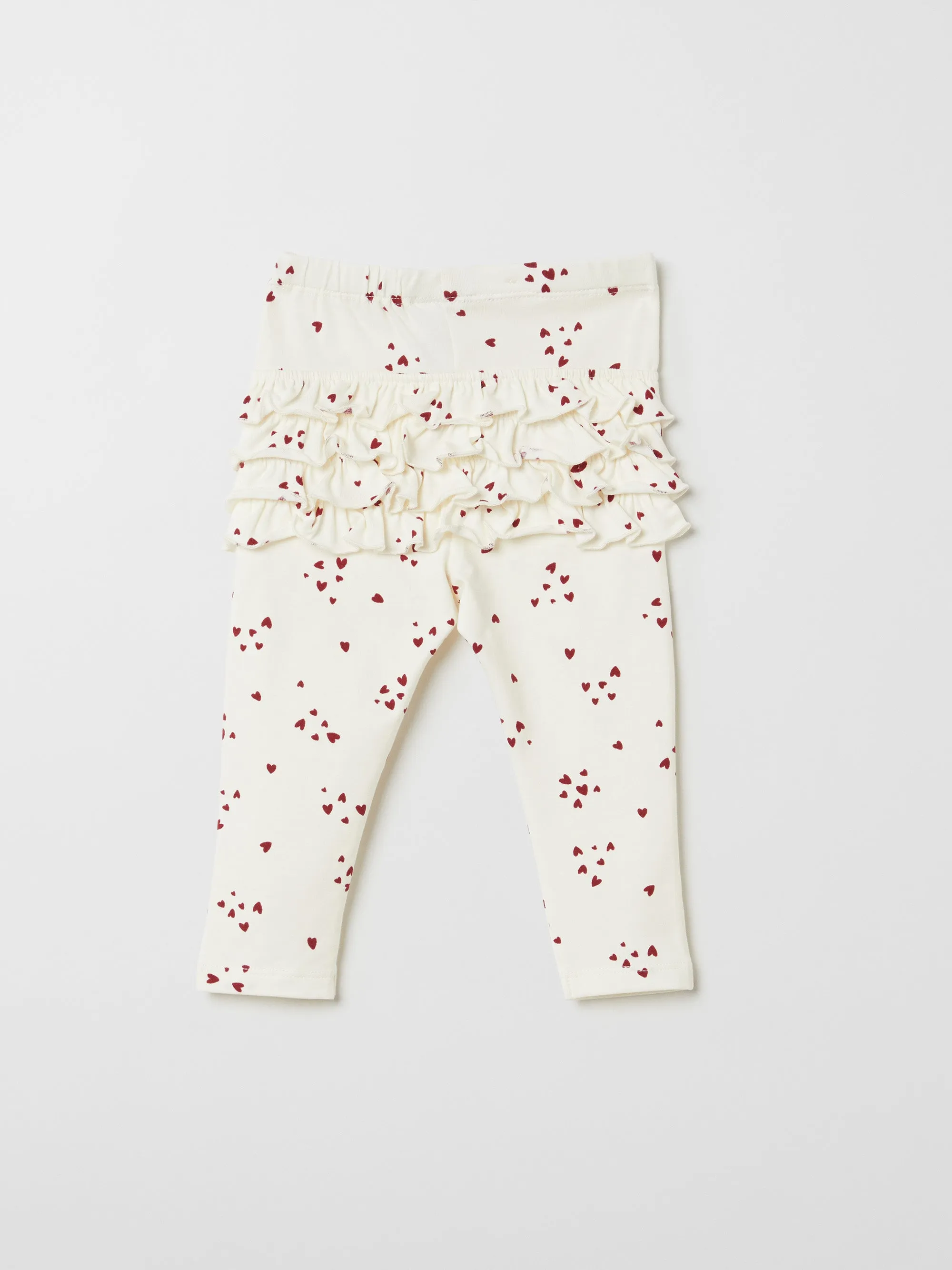 Heart Print Ruffled Baby Leggings