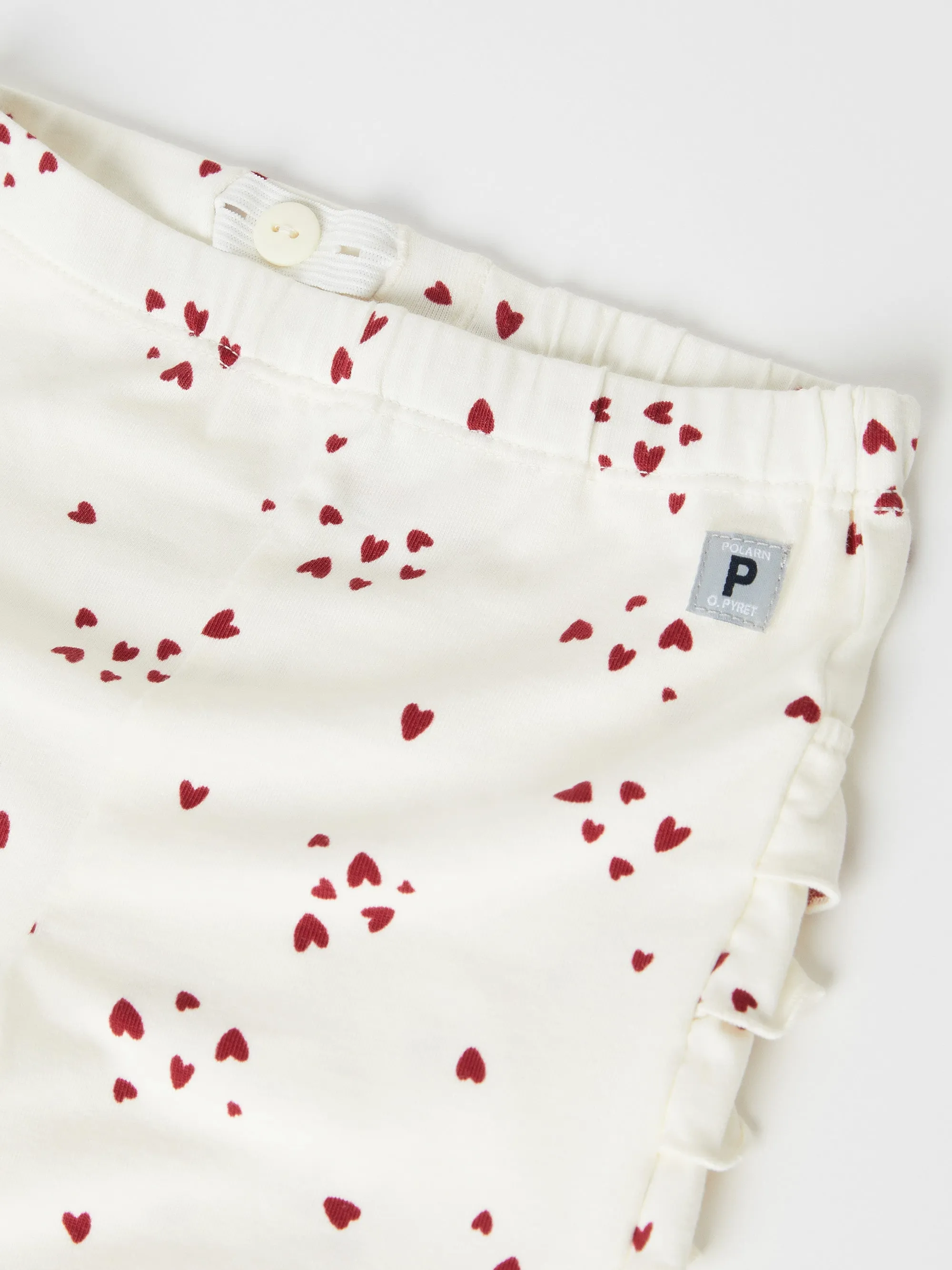 Heart Print Ruffled Baby Leggings