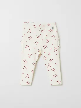 Heart Print Ruffled Baby Leggings