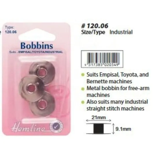 Hemline Bobbins Metal Type Empisal Toyota Bernette 3Pack