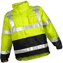 Hi-Viz Waterproof Jacket, ANSI 107 Class III, Lime Denier, Large