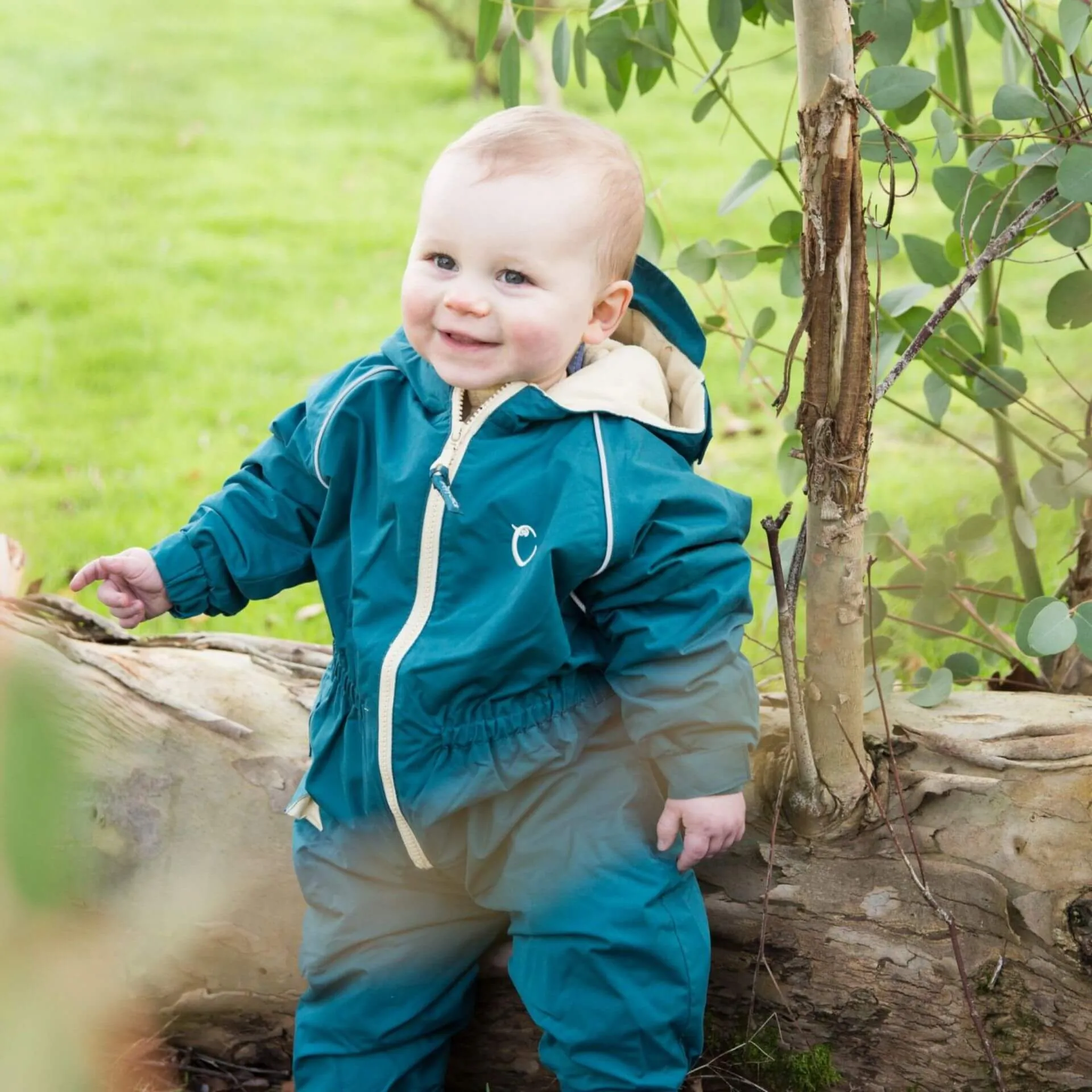 Hippychick Toddler All-In-One Waterproof Fleece Lined Suit (Peacock Green)