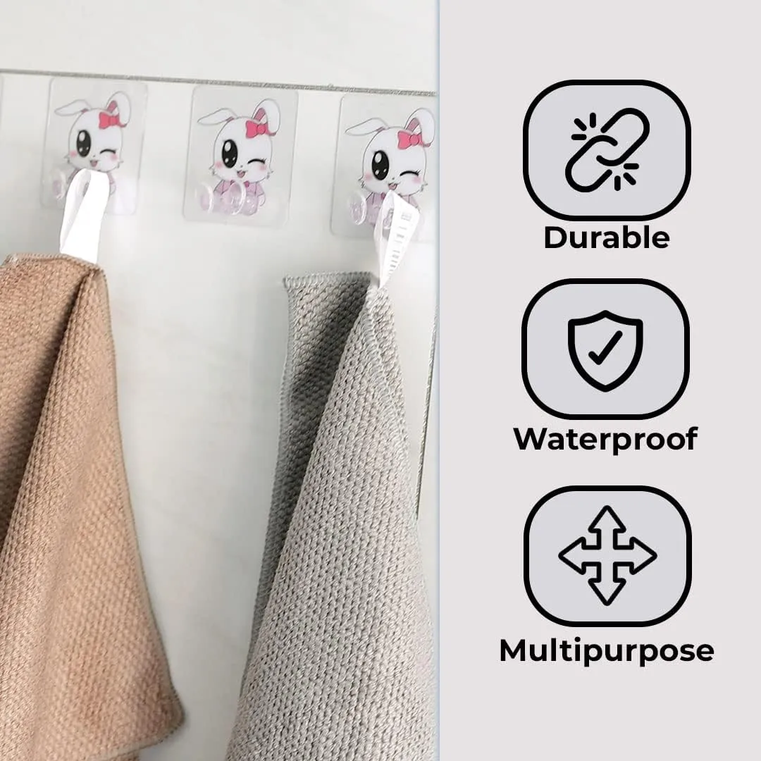 Homestic Pack of 10 Hooks for Wall|Superior Quality ABS|Durable & Rust-Proof|Easy to Install Self Adhesive Hook|Multipurpose Hooks for Bathroom, Kitchen||KR-16|Transparent