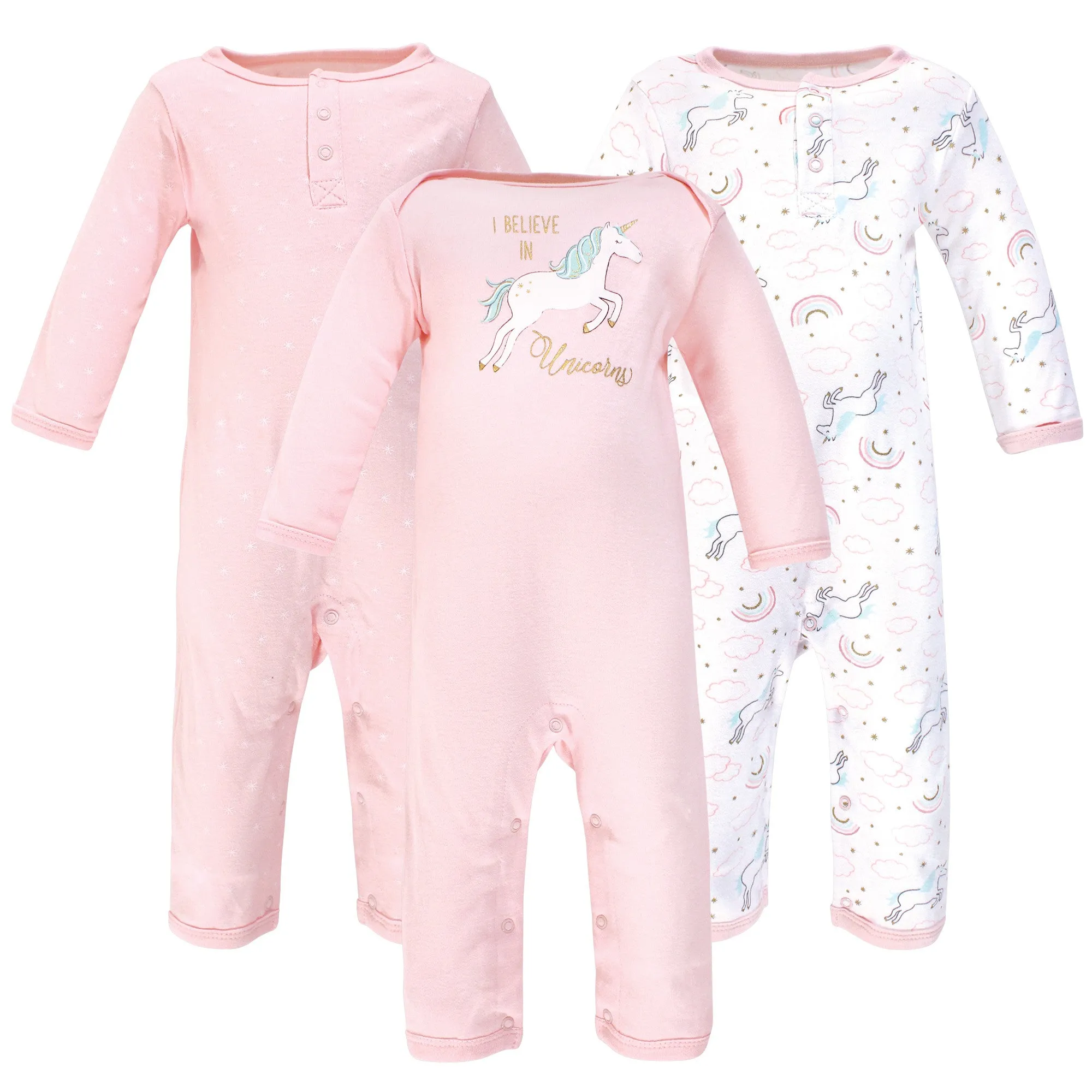 Hudson Baby Cotton Coveralls, Glitter Unicorn